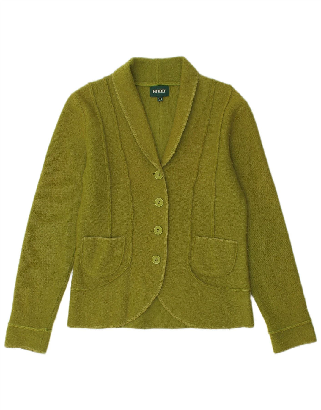 Hobbs Womens 4 Button Blazer Jacket UK 10 Small Green Merino Wool