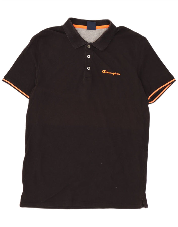 CHAMPION Mens Polo Shirt XL Black Cotton