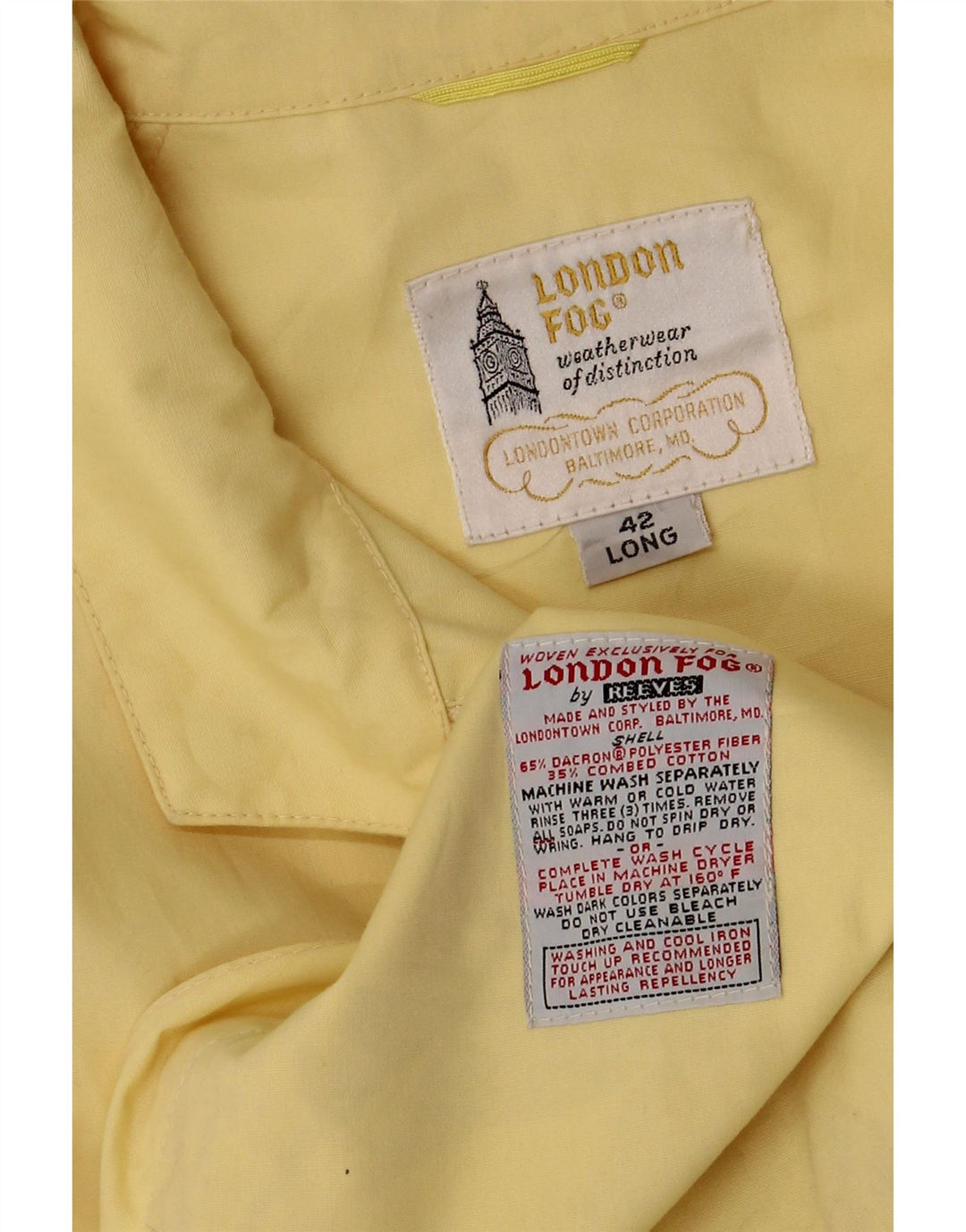 LONDON FOG Mens Bomber Jacket UK 42 XL Yellow Cotton