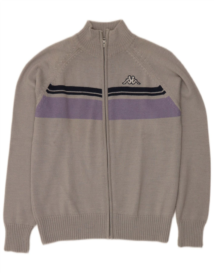 KAPPA Womens Cardigan Sweater UK 14 Medium Grey Colourblock Acrylic
