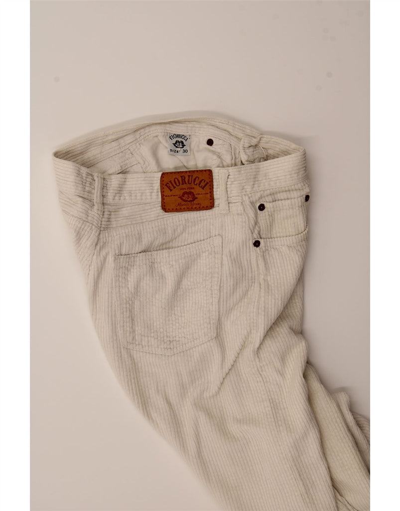 FIORUCCI Womens Slim Corduroy Trousers W30 L30 White Cotton Vintage Fiorucci and Second-Hand Fiorucci from Messina Hembry 