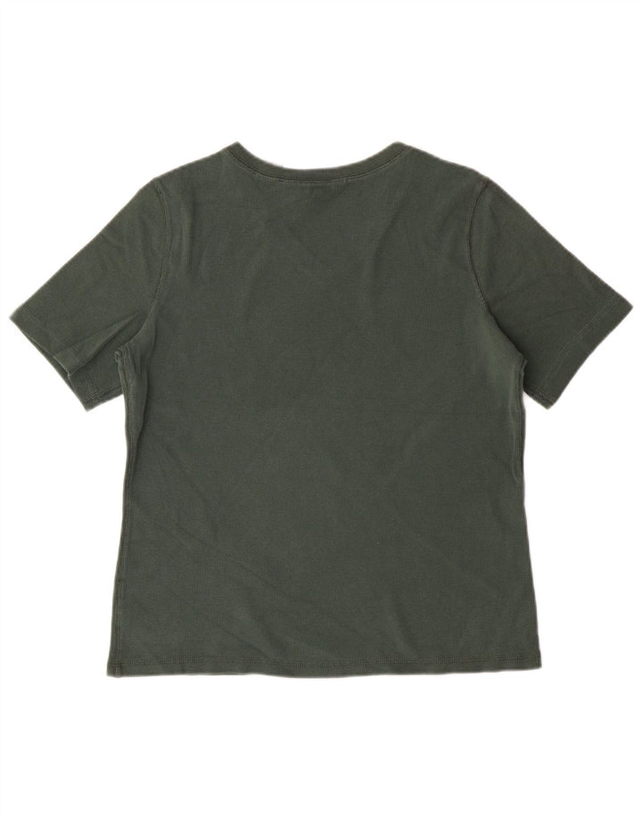 EDDIE BAUER Womens T-Shirt Top UK 14 Medium Green Cotton