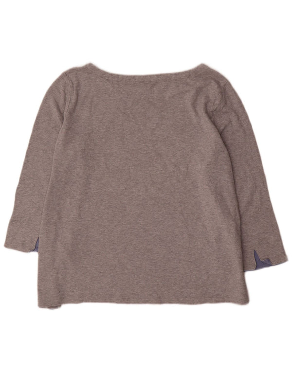 Nautica Womens Top 3/4 Sleeve UK 18 XL Grey Cotton