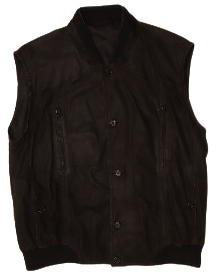 Striwa Mens Leather Gilet IT 58 4XL Black Leather