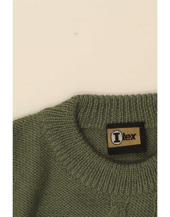 Vintage Mens Crew Neck Jumper Sweater IT 50 Medium Green