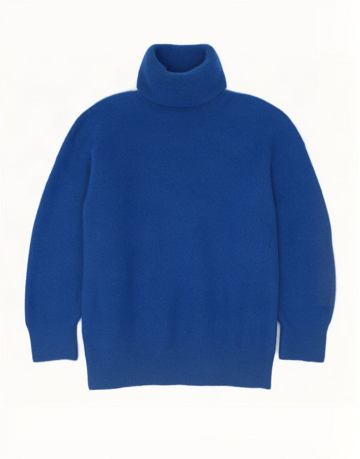 Zara Womens Oversized Roll Neck Jumper Sweater UK 14 Medium Blue Acrylic