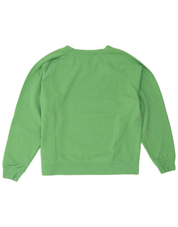 Jack Wills Womens Graphic Sweatshirt Jumper UK 12 Medium Green Cotton