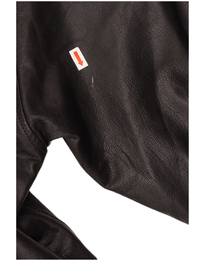 VINTAGE Womens Leather Coat UK 18 XL  Black Leather