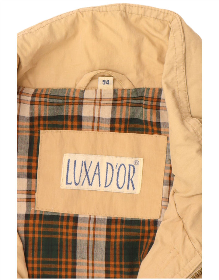 VINTAGE Mens Utility Jacket IT 54 2XL Beige Cotton
