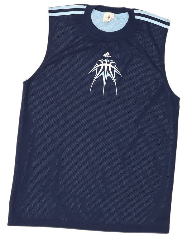 Adidas Mens Graphic Vest Top Small Navy Blue Polyester