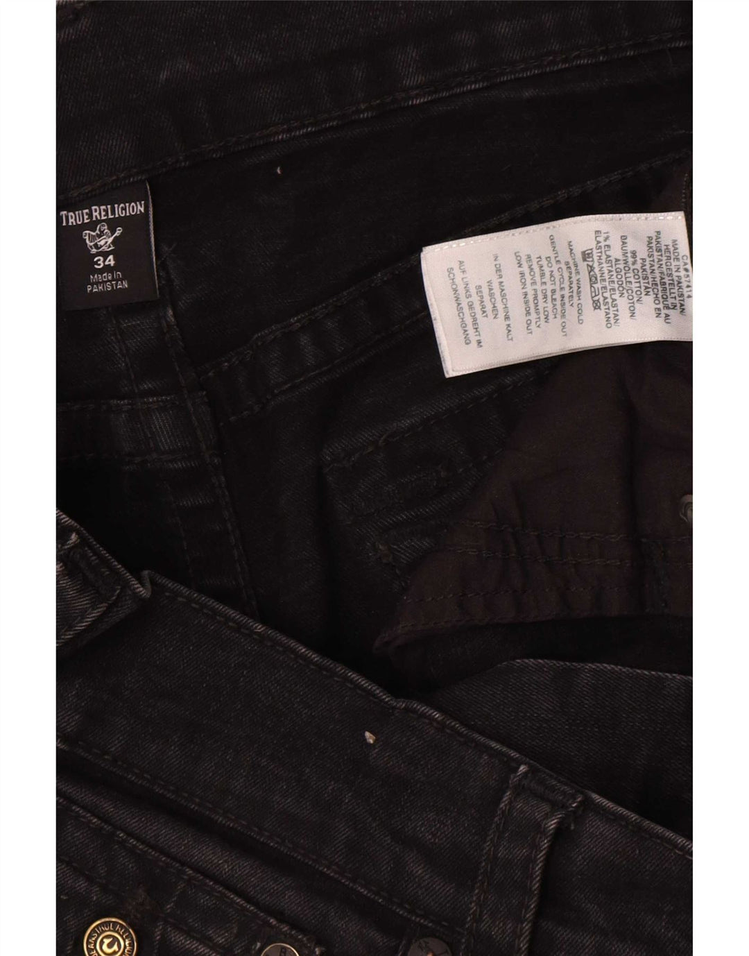 True Religion Mens Slim Jeans W34 L31 Black Cotton