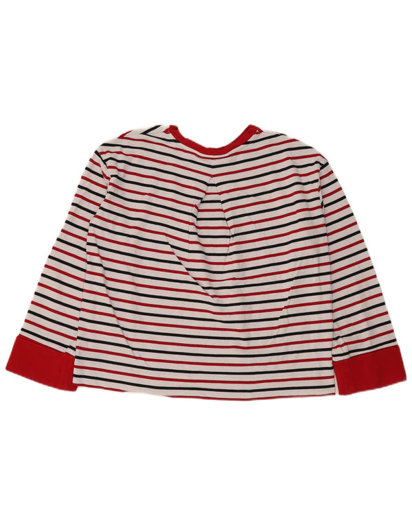 Tommy Hilfiger Womens Crop Oversized Top Long Sleeve UK 6 XS White Striped