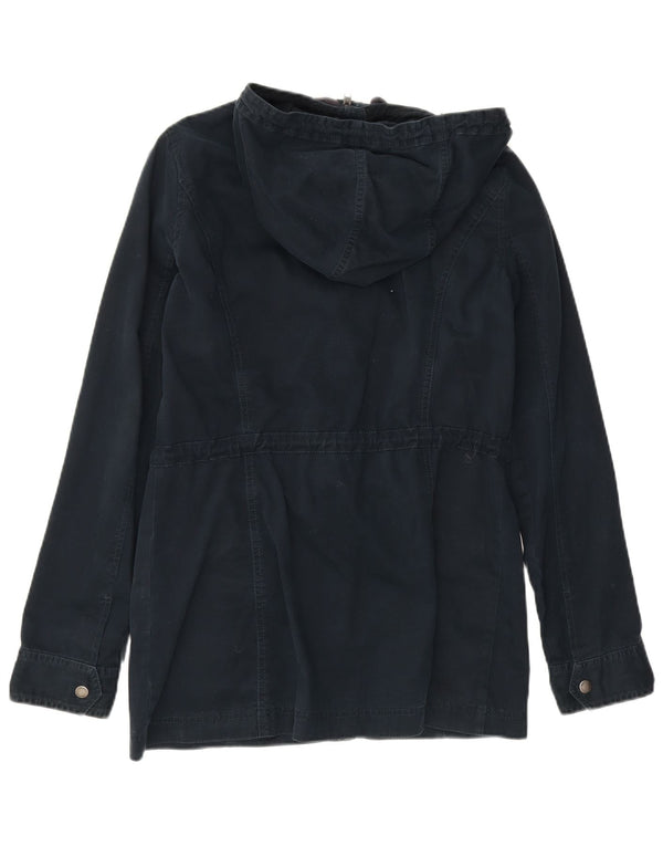 Hollister Womens Hooded Utility Jacket UK 14 Large Navy Blue Cotton