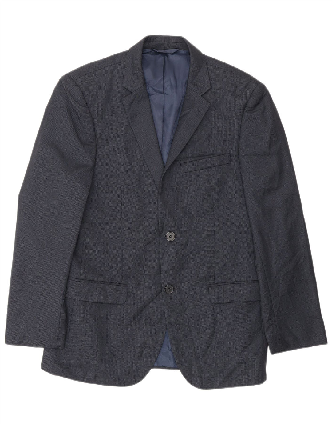 Dkny Mens 2 Button Slim Fit Blazer Jacket EU 46 Small Navy Blue Wool