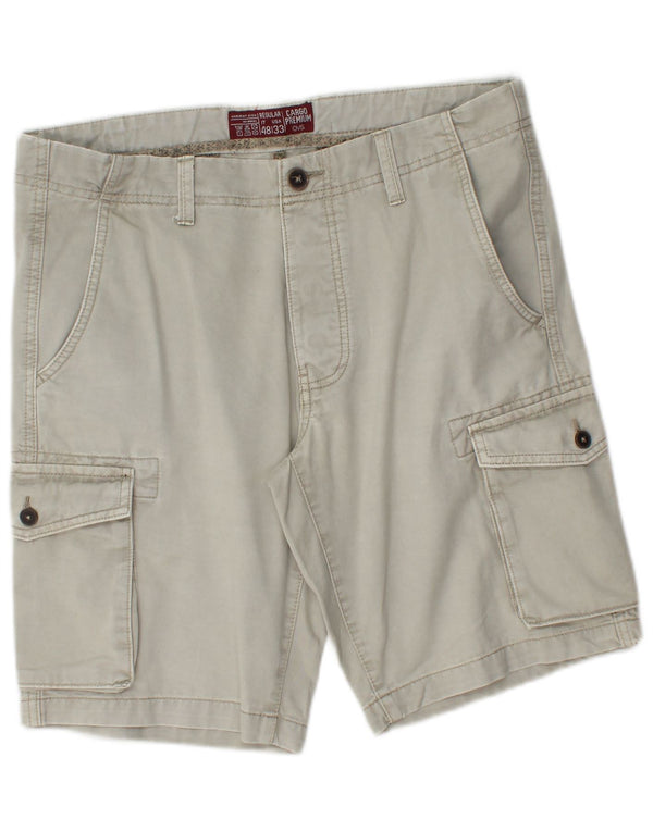 OVS Mens Cargo Shorts IT 48 Medium W33 Grey Cotton