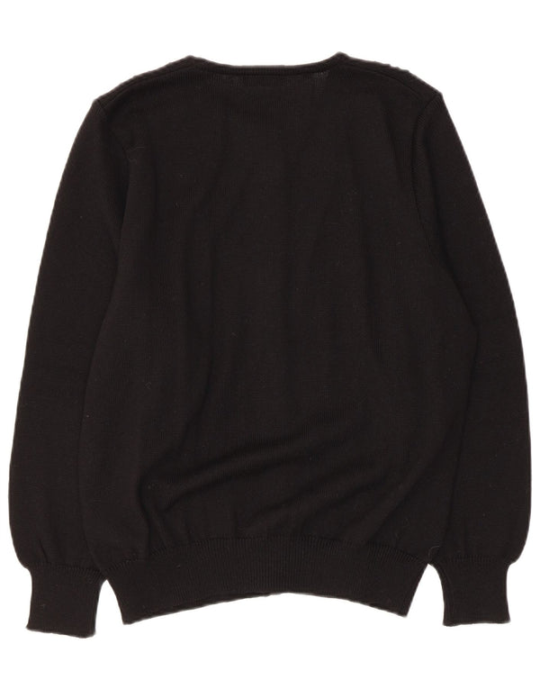 Vintage Womens Cardigan Sweater UK 14 Medium Black Virgin Wool