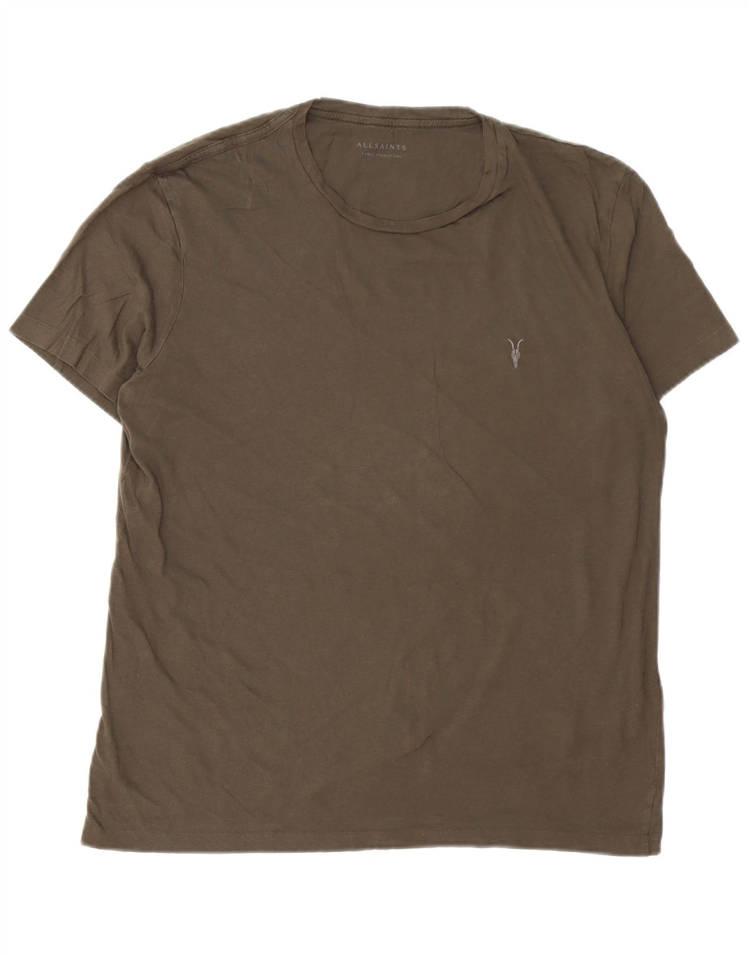 ALL SAINTS Mens T-Shirt Top Large Khaki Cotton