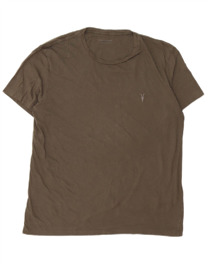 ALL SAINTS Mens T-Shirt Top Large Khaki Cotton