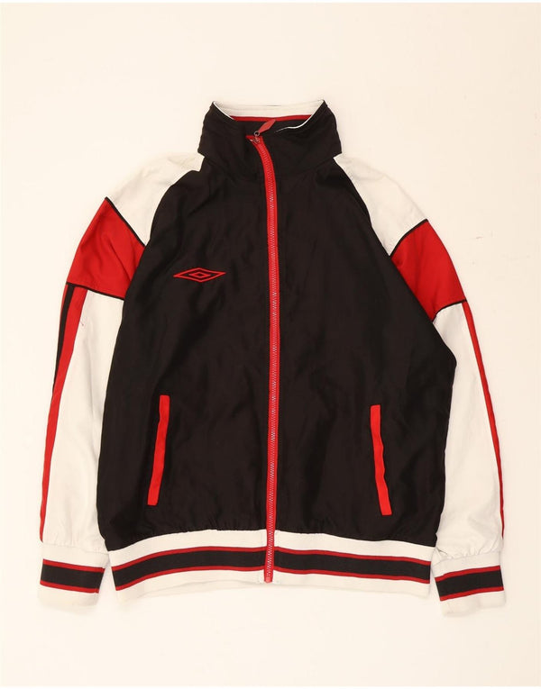 Umbro Mens Tracksuit Top Jacket Medium Black Colourblock Polyester