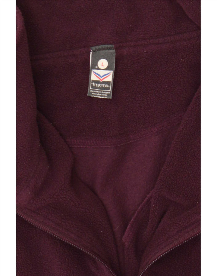 Trigema Mens Zip Neck Fleece Jumper Large Burgundy Polyester