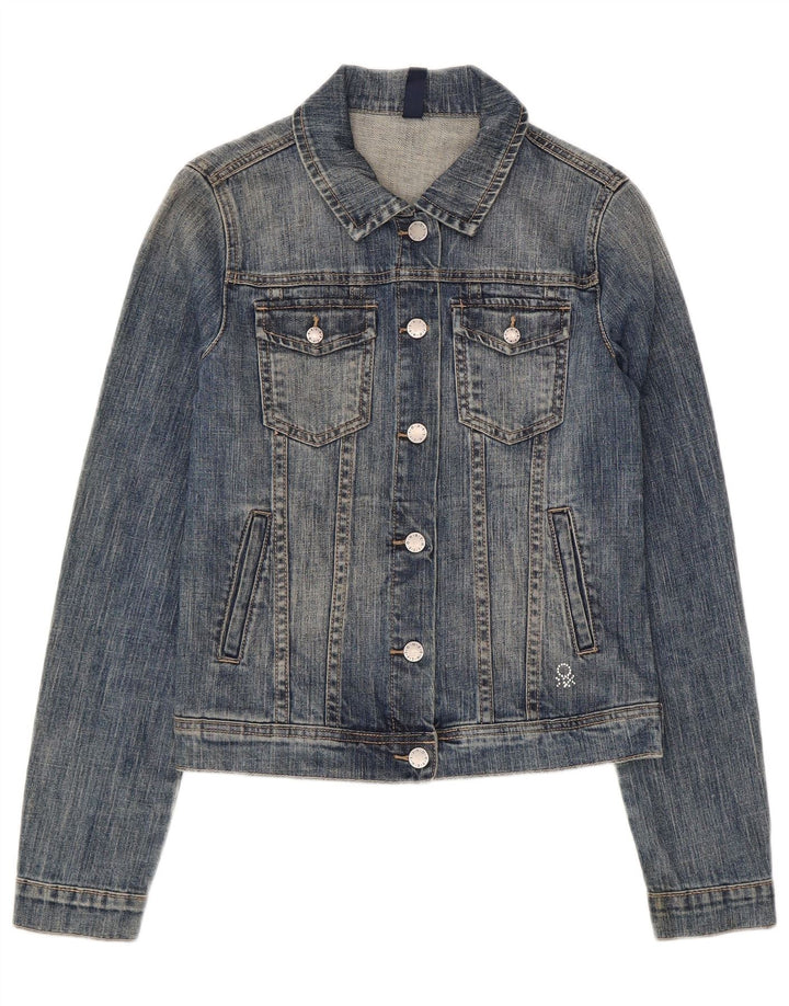 Benetton Girls Denim Jacket 11-12 Years 2XL Blue Cotton