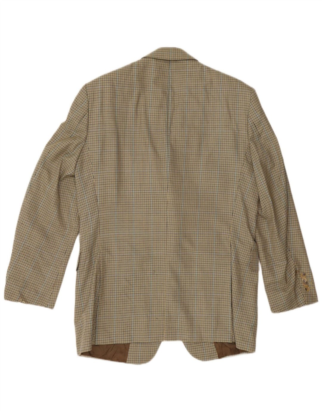 Burberry Mens Blazer Jacket EU 48 Medium Yellow Houndstooth Virgin Wool