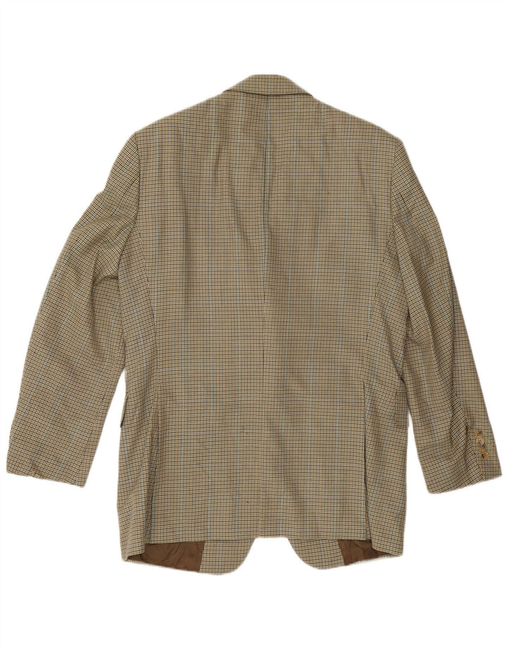 Burberry Mens Blazer Jacket EU 48 Medium Yellow Houndstooth Virgin Wool