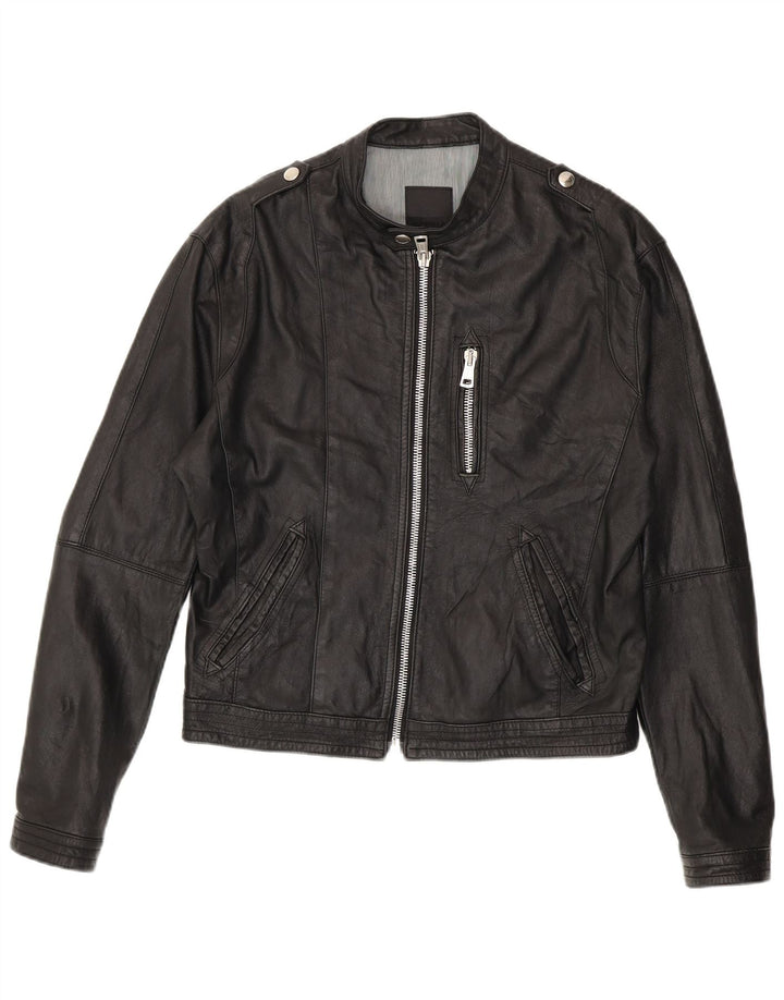 Imperial Womens Military Leather Jacket IT 48 XL Black