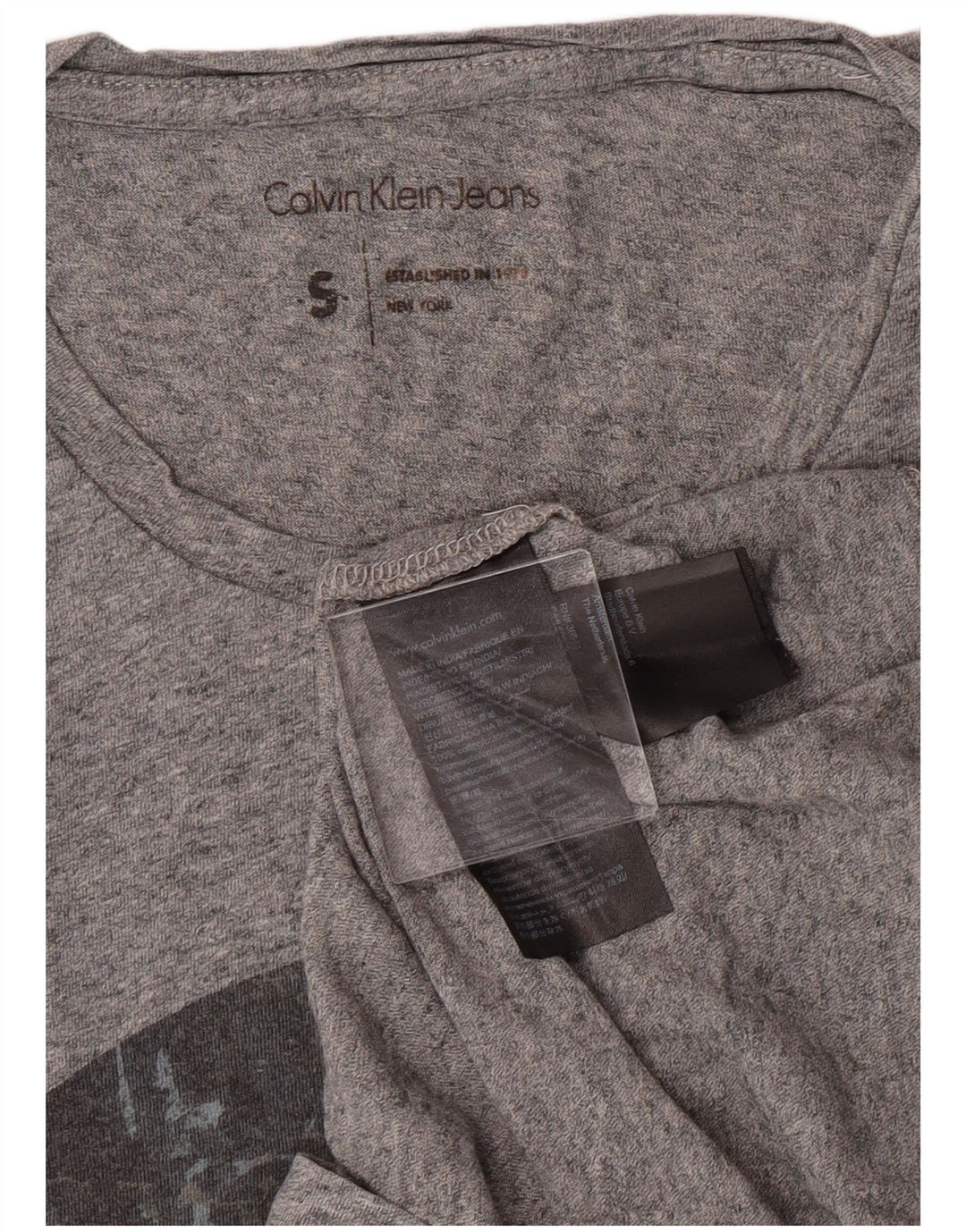 Calvin Klein Jeans Mens Graphic T-Shirt Top Small Grey Cotton