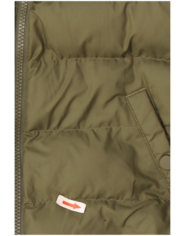 Nike Boys Hooded Padded Jacket 10-11 Years Medium Khaki Polyester