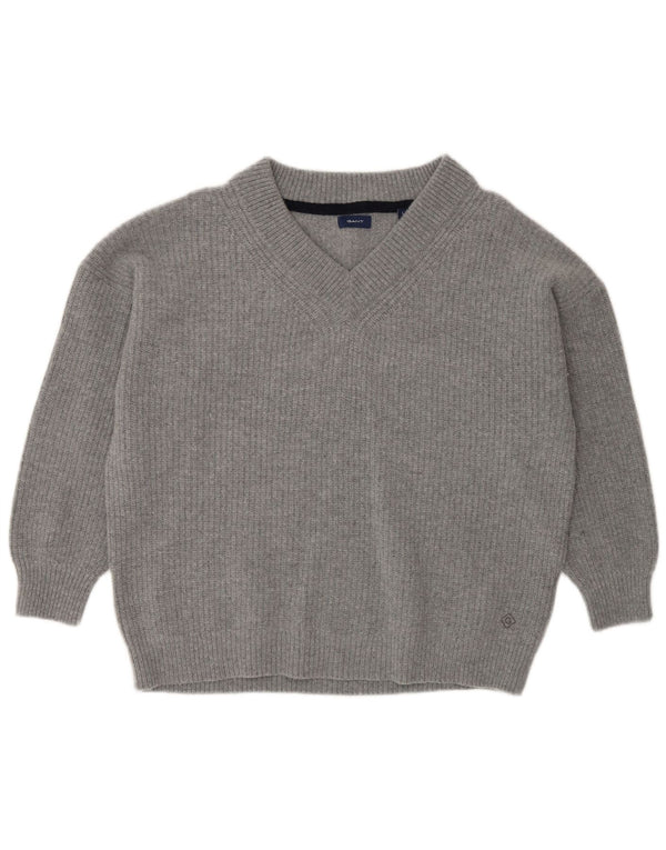 Gant Womens Loose Fit V-Neck Jumper Sweater UK 16 Large Grey