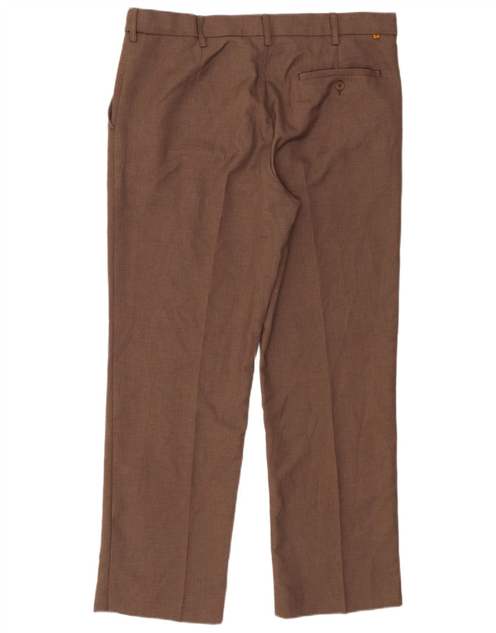 Farah Mens Classic Fit Chino Trousers W36 L29 Brown Polyester