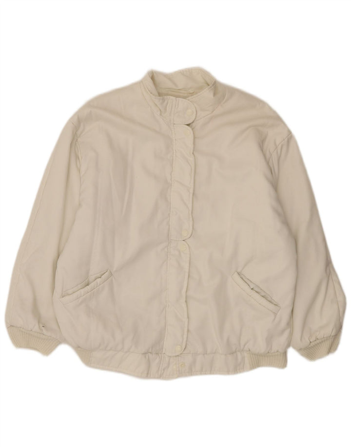 Vintage Womens Oversized Bomber Jacket UK 18 XL White