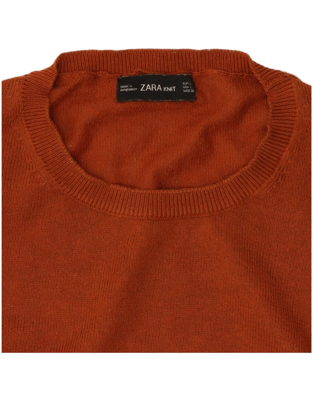 ZARA Womens Crew Neck Jumper Sweater UK 14 Large Orange