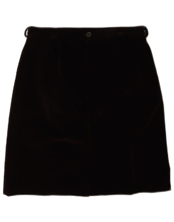 Prisma Womens Velvet A-Line Skirt UK 10 Small W26 Black Acrylic