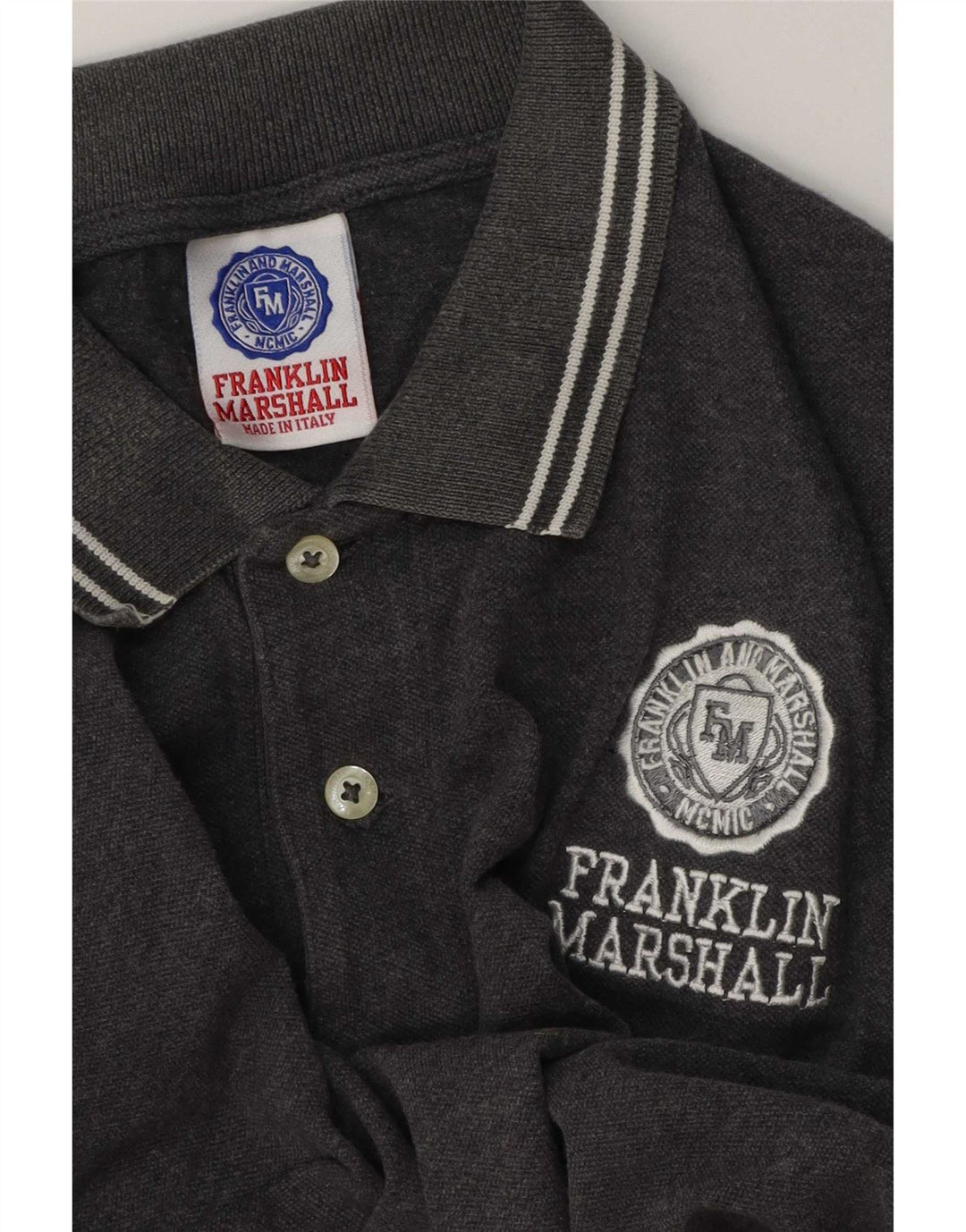 Franklin & Marshall Mens Graphic Polo Shirt Medium Grey