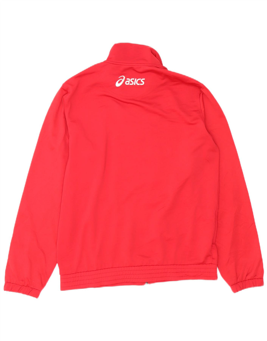 ASICS Mens Tracksuit Top Jacket Medium Red Colourblock Polyester
