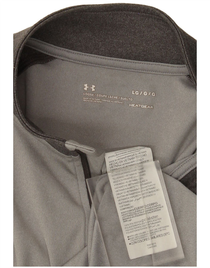 Under Armour Mens Heat Gear Zip Neck Pullover Tracksuit Top Large Grey
