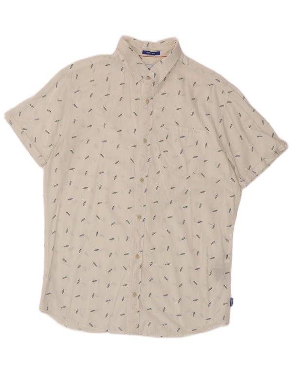 Jack & Jones Mens Short Sleeve Shirt Large White Spotted Cotton