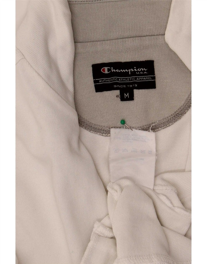 Champion Womens Tracksuit Top Jacket UK 14 Medium White Cotton