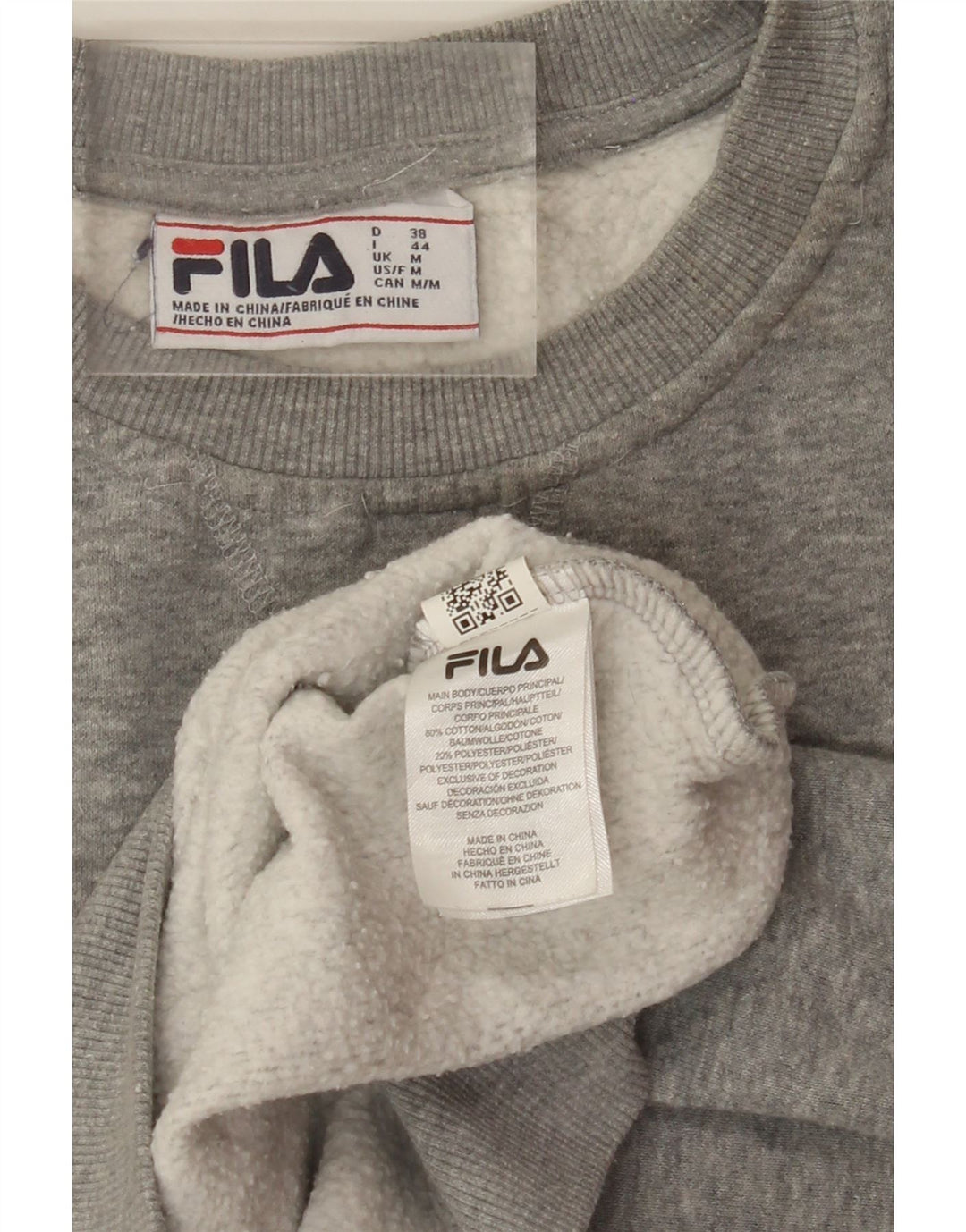 FILA Womens Graphic Sweatshirt Jumper UK 14 Medium Grey Colourblock
