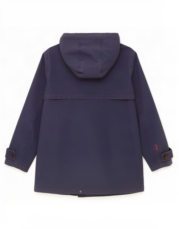Joules Womens Hooded Rain Jacket UK 12 Medium Navy Blue Cotton
