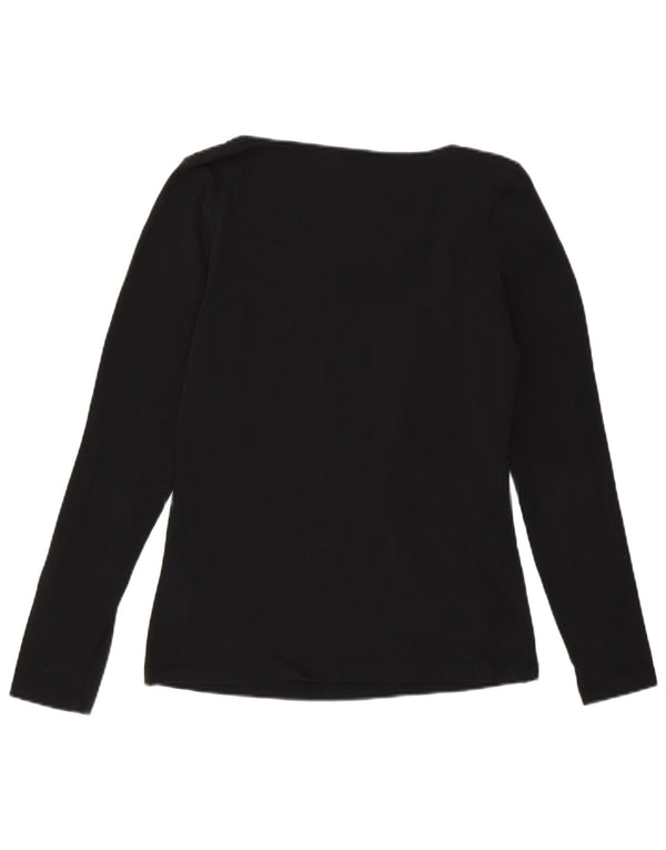 Calvin Klein Womens Graphic Top Long Sleeve UK 14 Medium Black Cotton