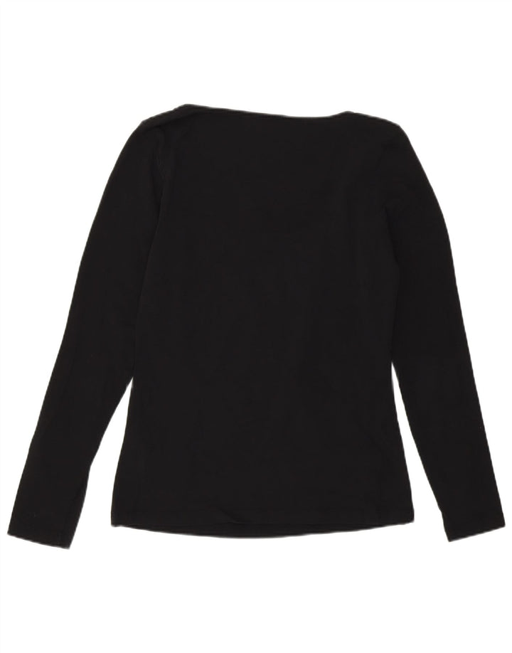 Calvin Klein Womens Graphic Top Long Sleeve UK 14 Medium Black Cotton