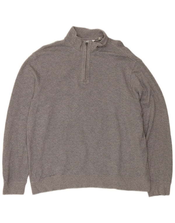 IZOD Mens Zip Neck Jumper Sweater Large Grey Cotton