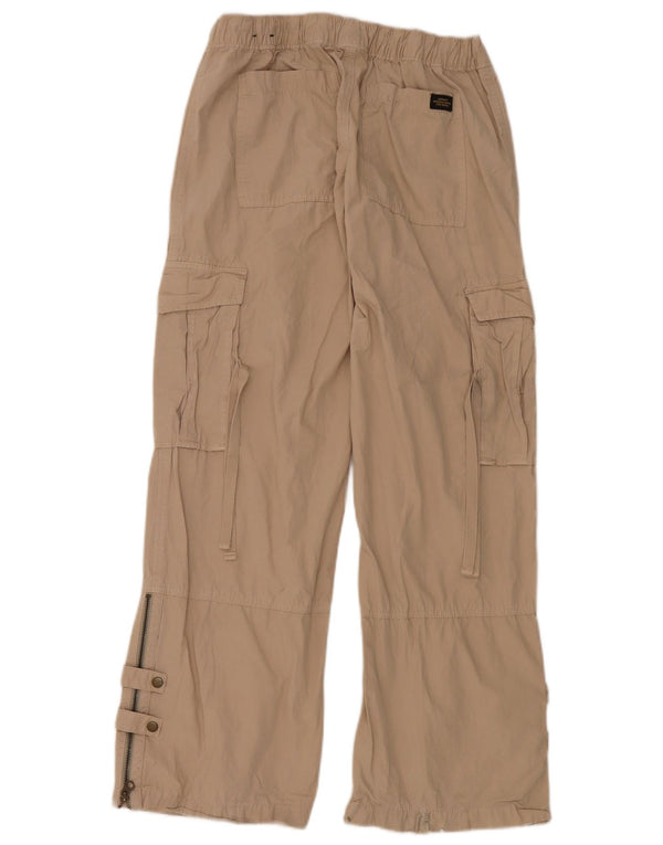 Superdry Womens Wide Leg Cargo Trousers W28 L32 Beige Cotton