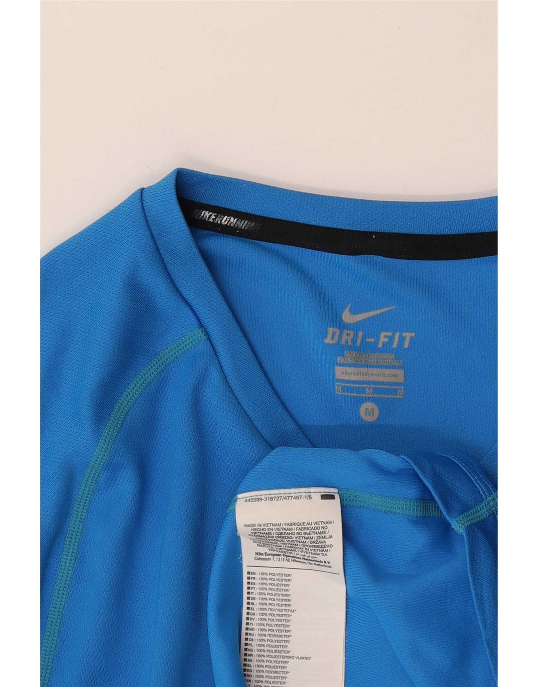 Nike Mens Dri Fit T-Shirt Top Medium Blue Polyester