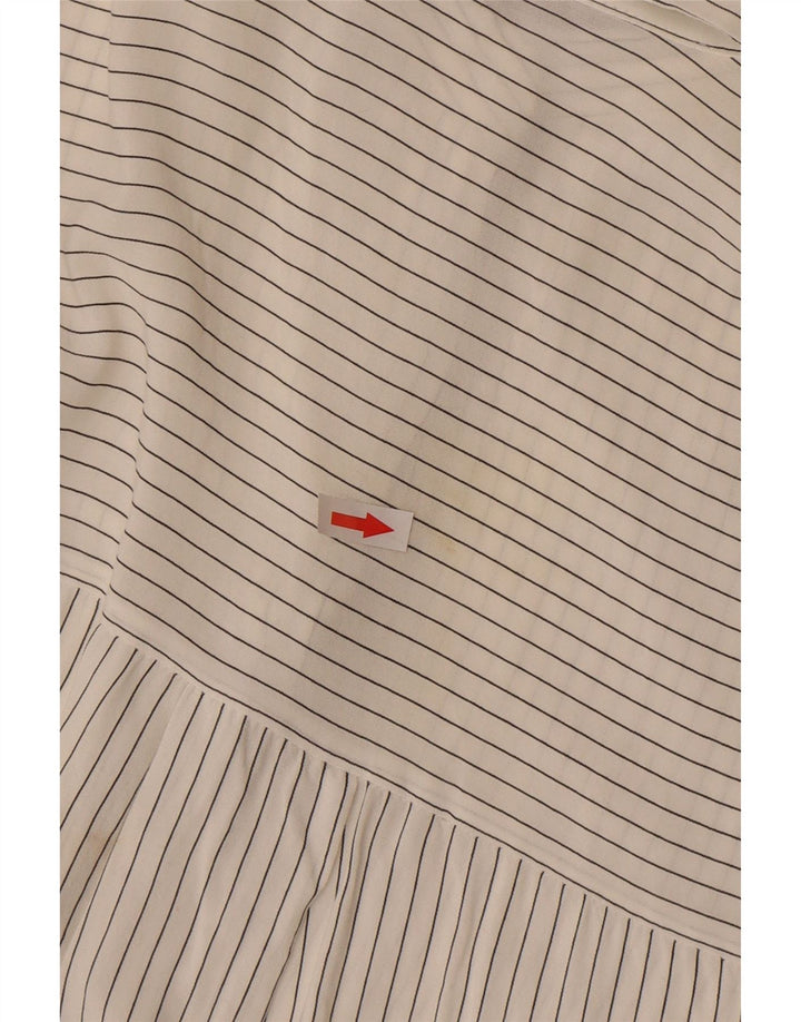 Zara Womens See Through Pullover Shirt UK 16 Large Off White Striped