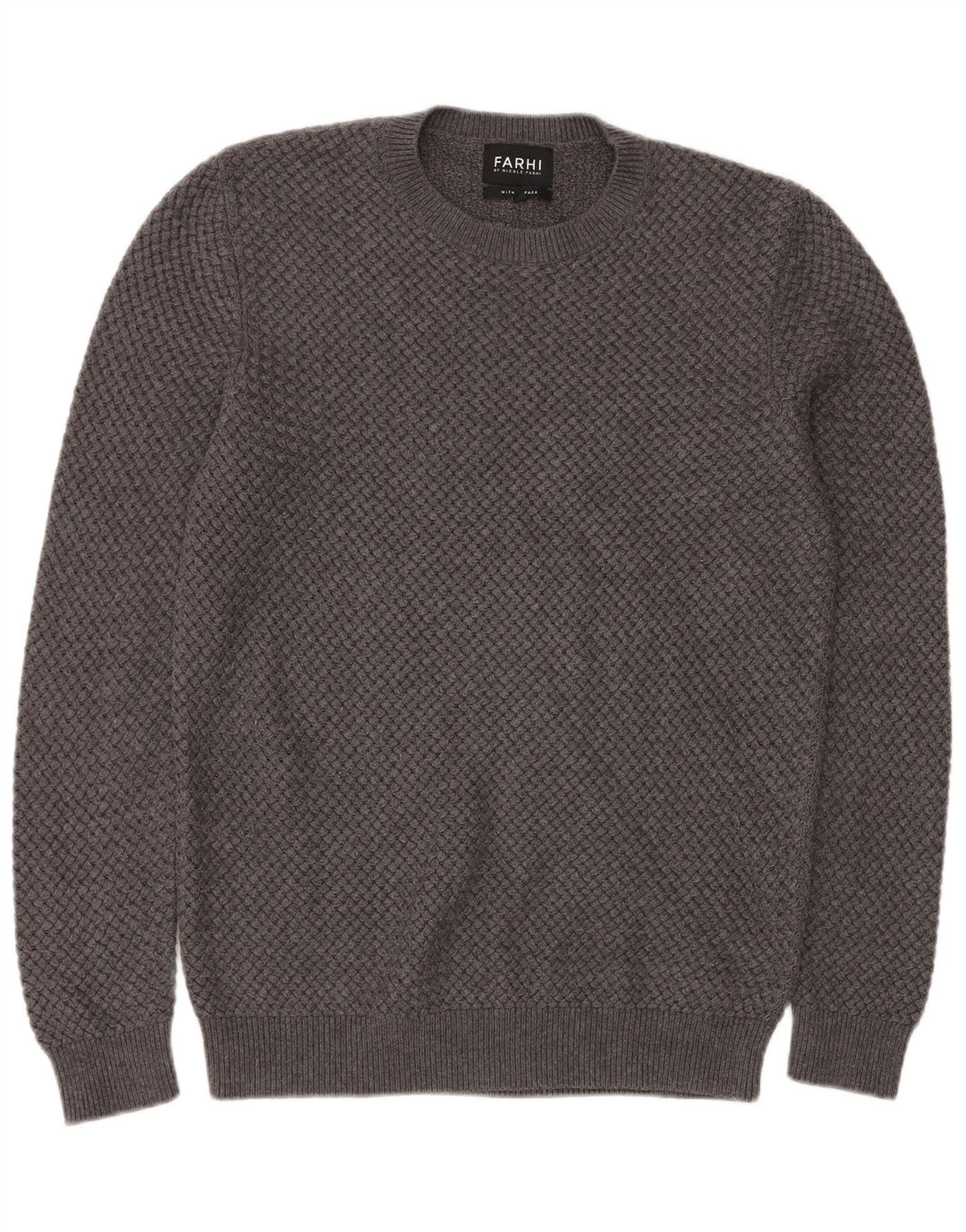 FARHI Mens Crew Neck Jumper Sweater Medium Grey Cotton