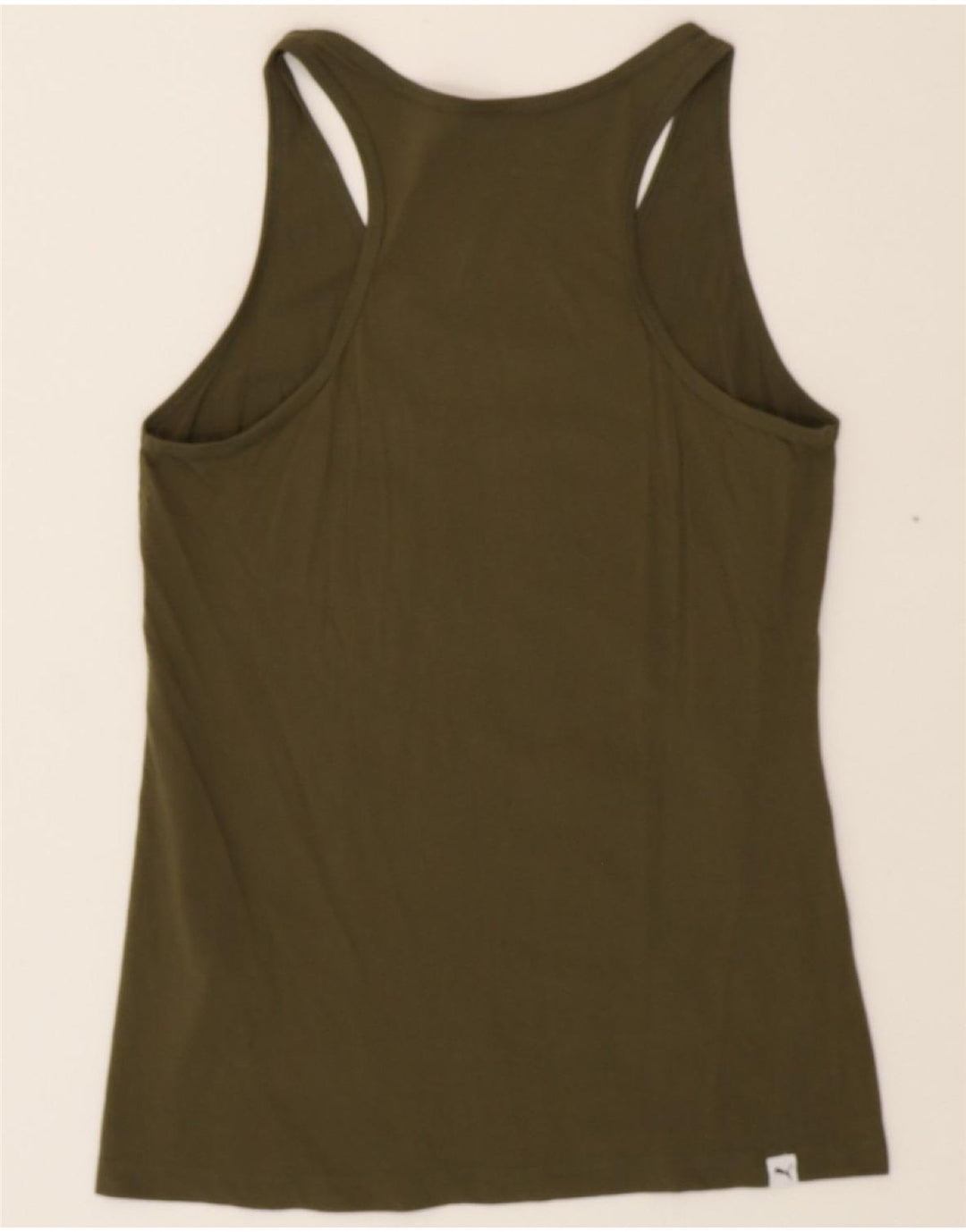 PUMA Womens Graphic Vest Top UK 12 Medium Khaki Cotton Vintage Puma and Second-Hand Puma from Messina Hembry 